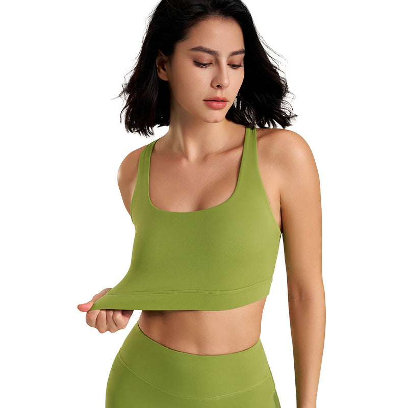 Sports Fitness Bra Yoga Running Underwear Women Shockproof Tight Breathable Casual Beauty Back Small Vest Fixed Integrated Cup