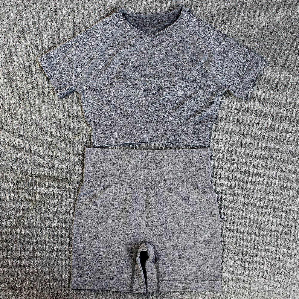 Yoga Clothing Set for Women Running Sports Short Sleeve T-Shirt Shorts Two-Piece Fitness Outfit