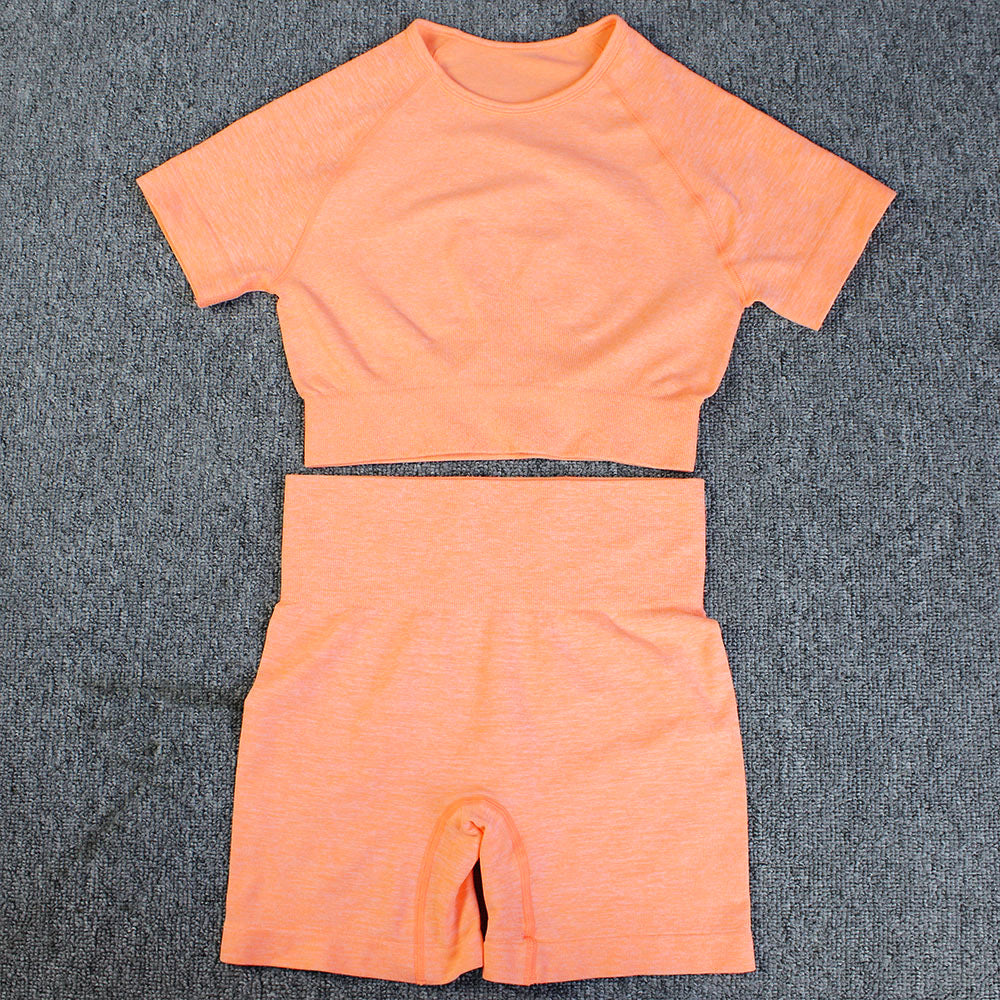 Yoga Clothing Set for Women Running Sports Short Sleeve T-Shirt Shorts Two-Piece Fitness Outfit