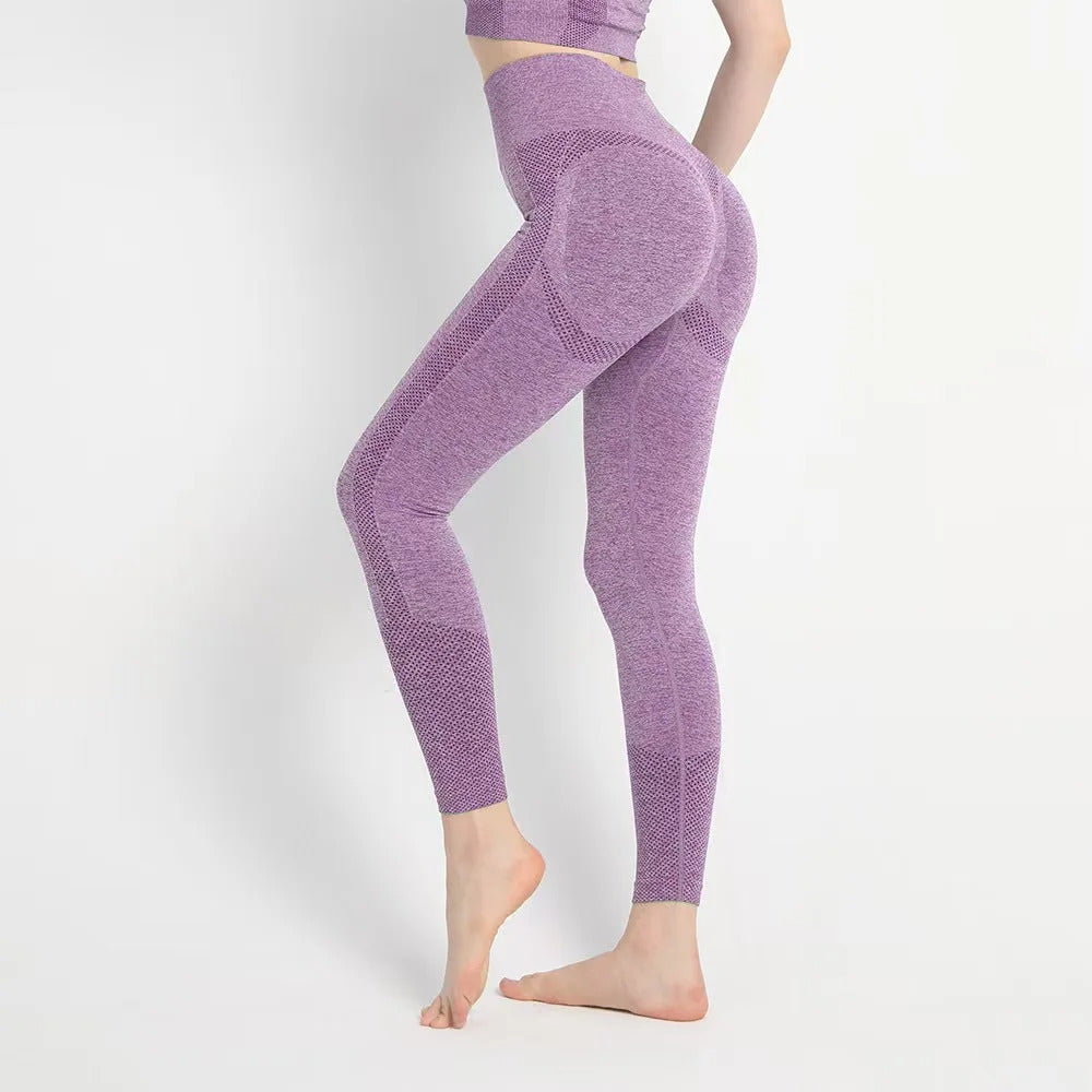 High elasticity hip lifting yoga pants with breathable holes for slimming and shaping gluteal muscles gym exercise
