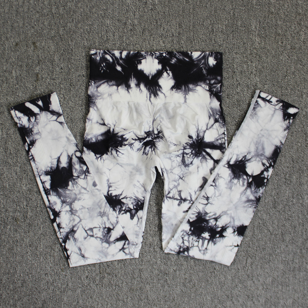 Cross-Border Amazon Hot Seamless Smiley Face Tie-Dye Yoga Pants High Waist Peach Hip Tights High Elasticity Workout Pants