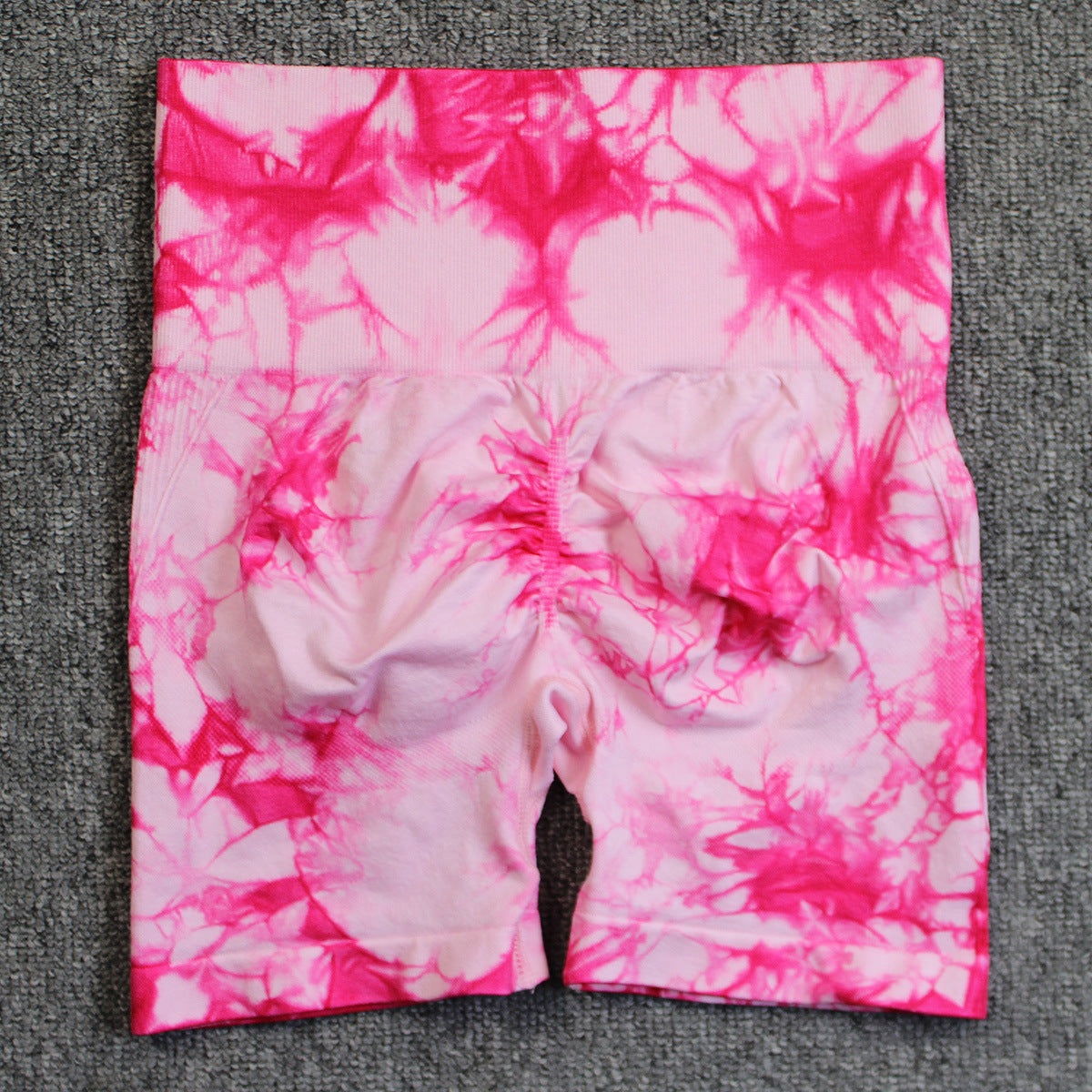 Seamless Smiley Tie-Dye Yoga Pants High Waist Peach Hip Tight Pants High Elastic Running Dance Fitness Yoga Sports Shorts