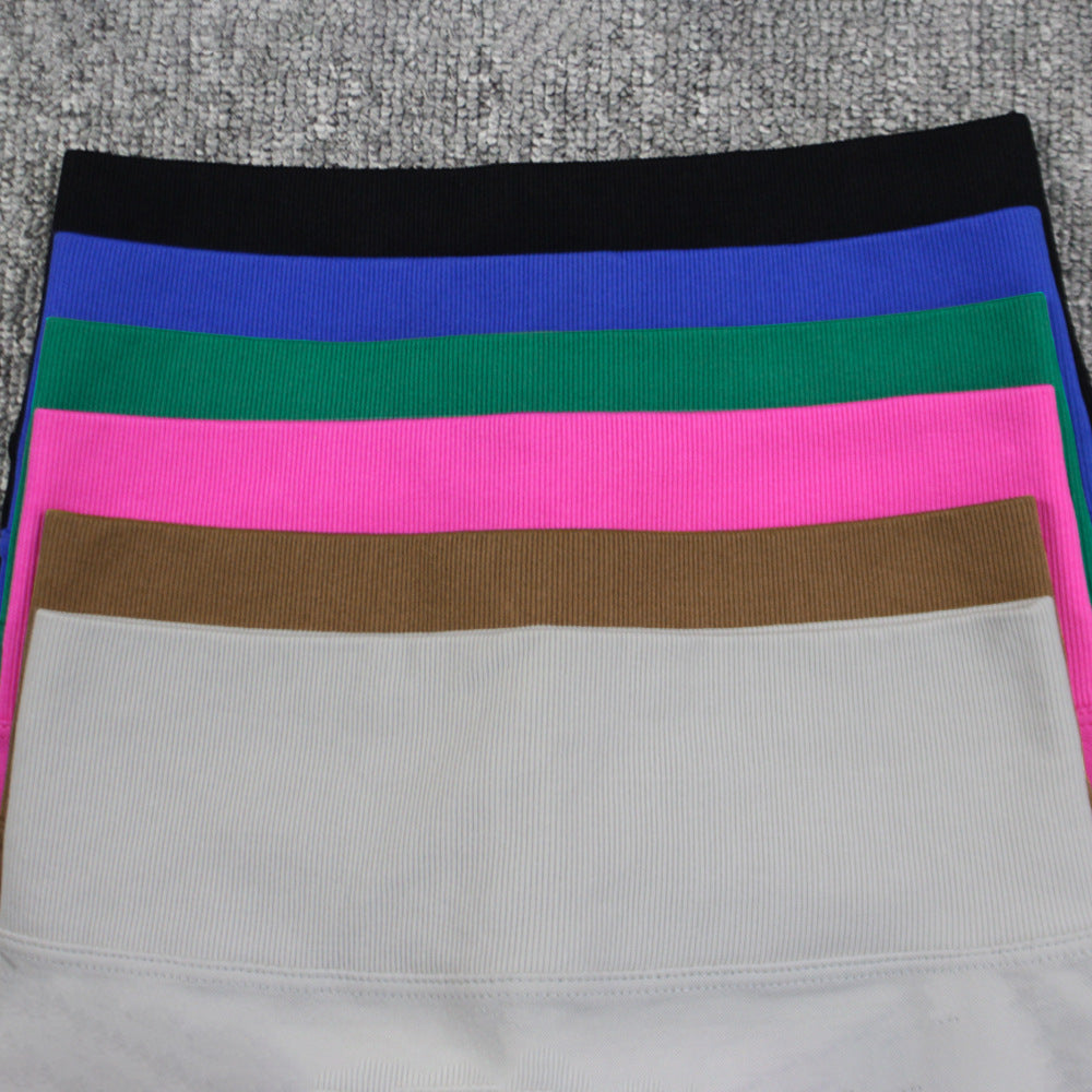 Seamless Pleated Peach Hip Yoga Pants Women's High Waist Tummy Control Stretch Summer Cycling Sports Running Fitness Shorts