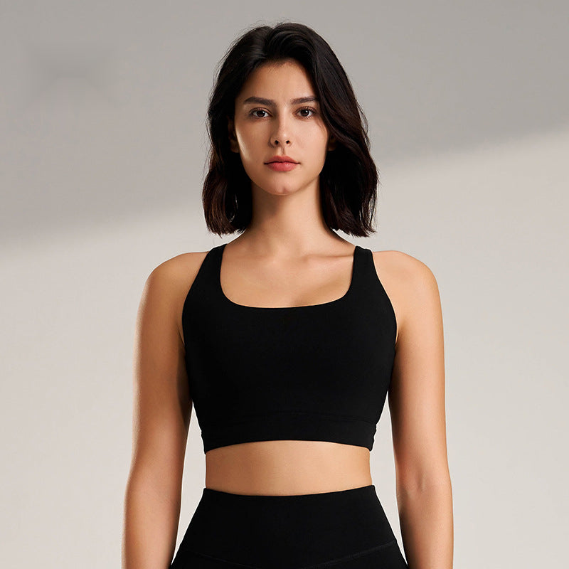 Sports Fitness Bra Yoga Running Underwear Women Shockproof Tight Breathable Casual Beauty Back Small Vest Fixed Integrated Cup