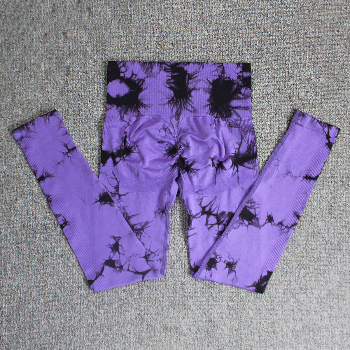 Cross-Border Amazon Hot Seamless Smiley Face Tie-Dye Yoga Pants High Waist Peach Hip Tights High Elasticity Workout Pants