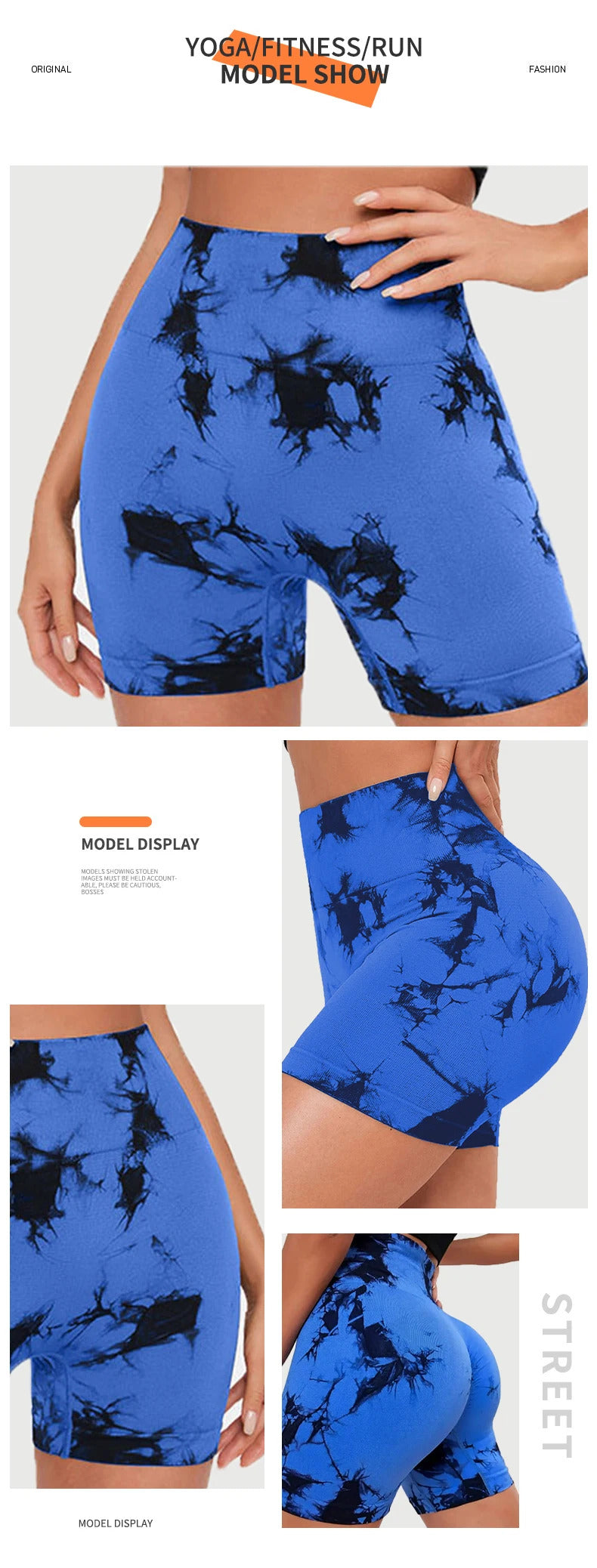 Seamless Tie Dye Sports Tight Three Piece Pants for External Wear Sexy Yoga Fitness Shorts for Women, High Waist Hip Lifting and