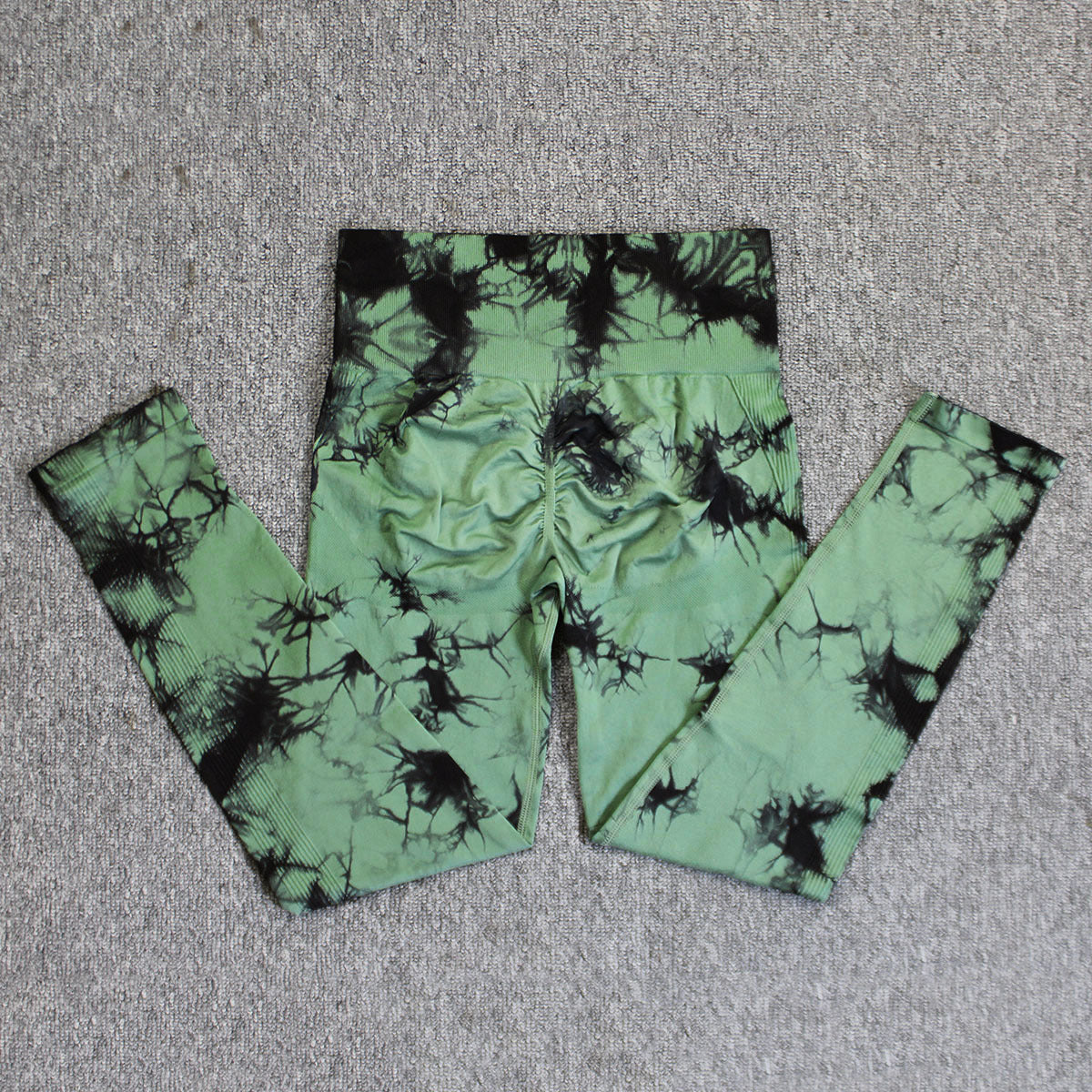 Cross-Border Amazon Hot Seamless Smiley Face Tie-Dye Yoga Pants High Waist Peach Hip Tights High Elasticity Workout Pants