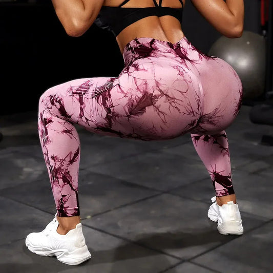 Tie Dye Yoga Pants Sport Leggings Women Seamless High Waist Push Up Woman Tights Fitness Workout Leggins Gym Clothing