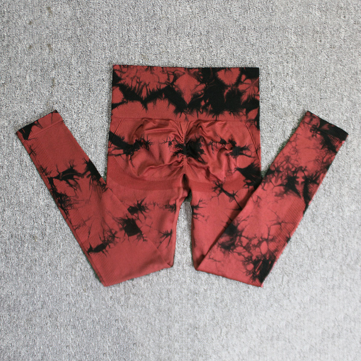 Cross-Border Amazon Hot Seamless Smiley Face Tie-Dye Yoga Pants High Waist Peach Hip Tights High Elasticity Workout Pants