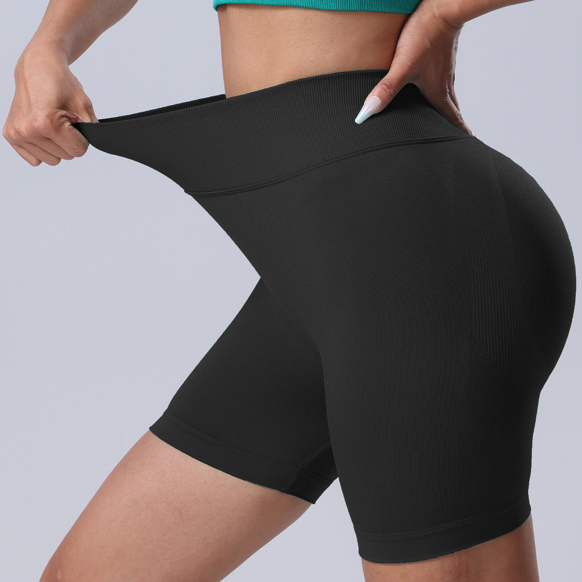 Seamless Rear V Waist Peach Hip Tight Fitness Summer Running Anti-walking Quick-drying Yoga Four-point Shorts