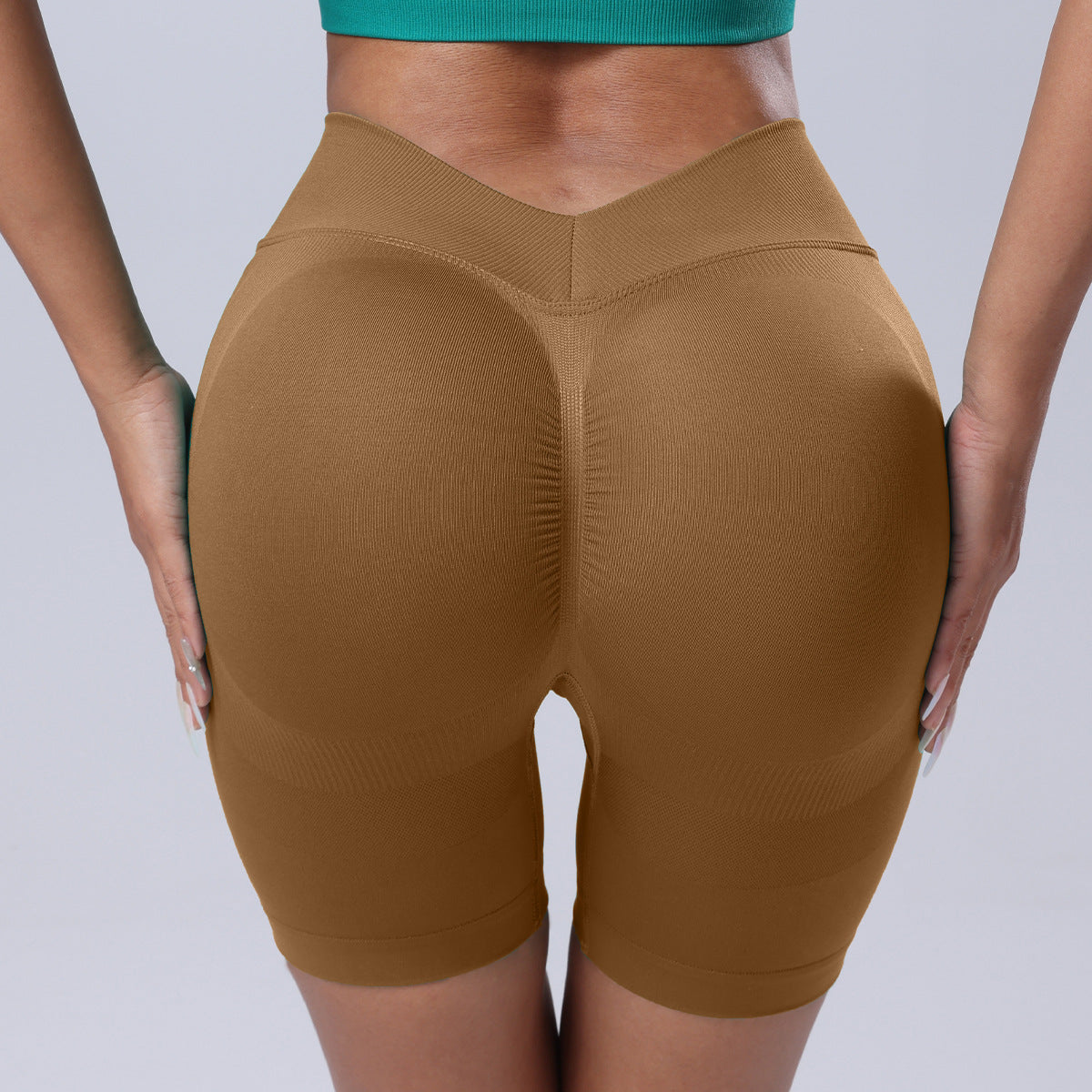 Seamless Rear V Waist Peach Hip Tight Fitness Summer Running Anti-walking Quick-drying Yoga Four-point Shorts