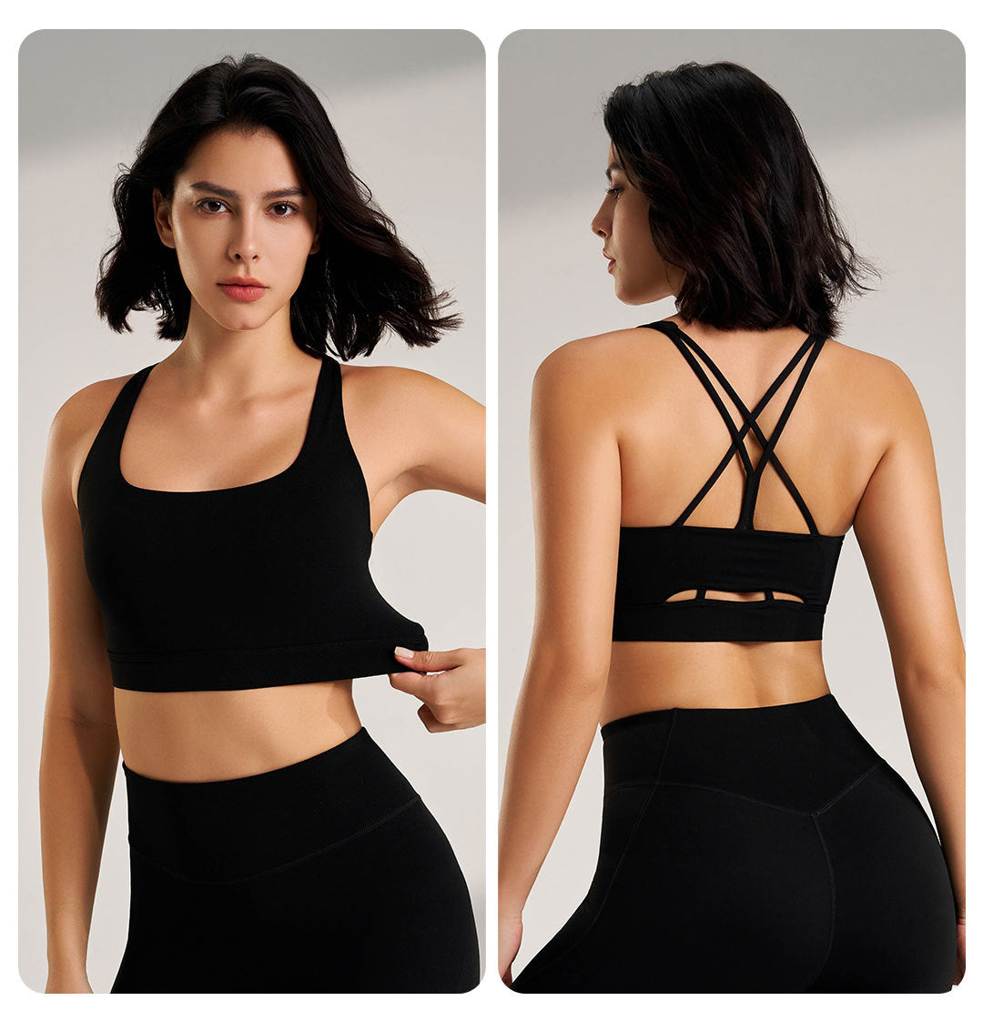 Sports Fitness Bra Yoga Running Underwear Women Shockproof Tight Breathable Casual Beauty Back Small Vest Fixed Integrated Cup