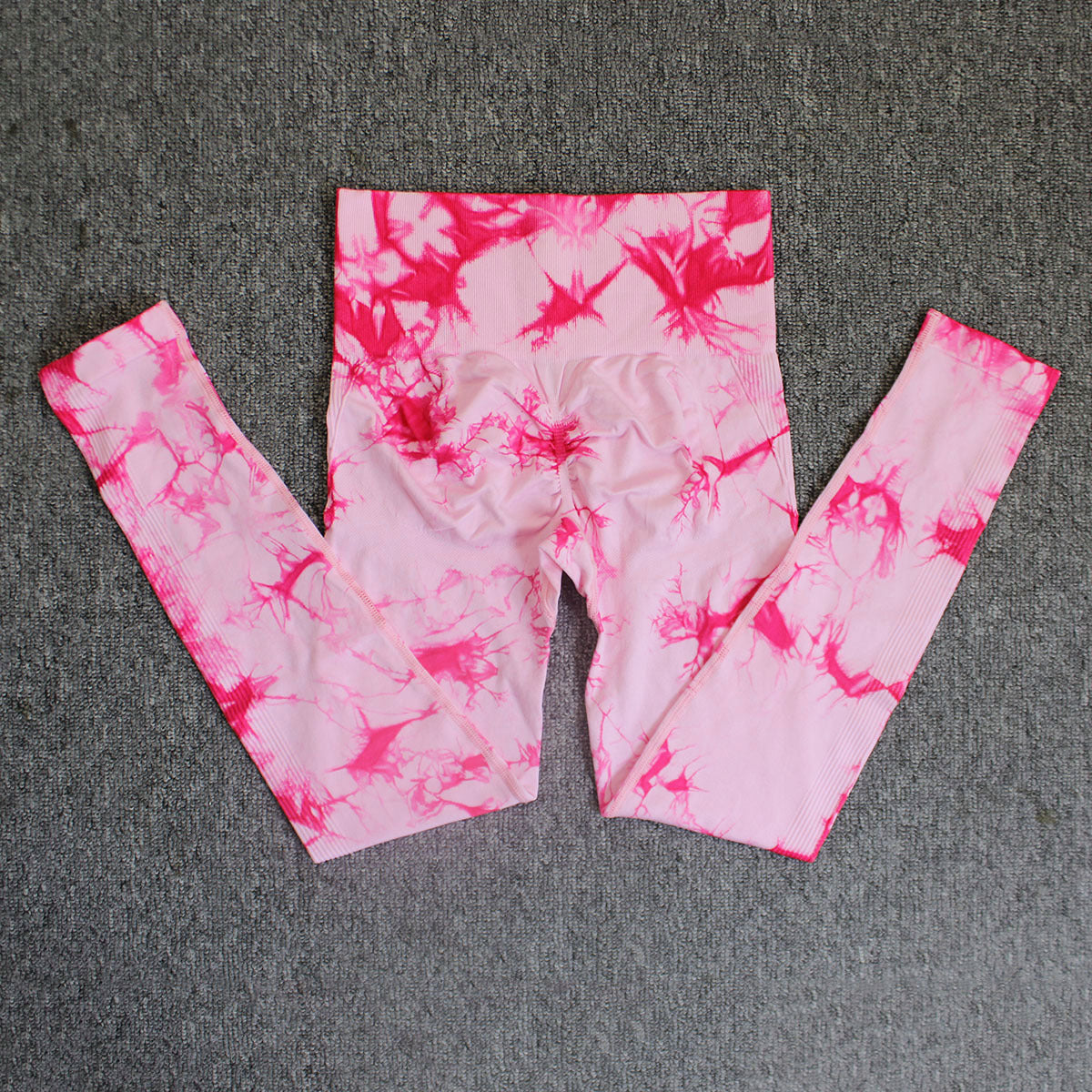 Cross-Border Amazon Hot Seamless Smiley Face Tie-Dye Yoga Pants High Waist Peach Hip Tights High Elasticity Workout Pants
