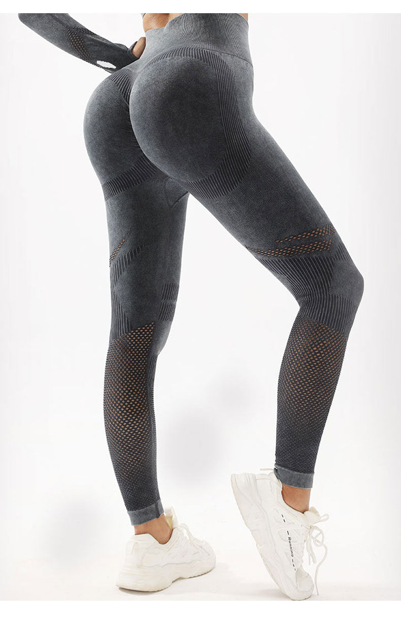High Waist Peach Hip Lift Fitness Pants Washed Matte Tight Sports Yoga Pants