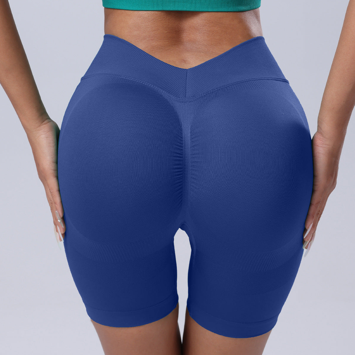 Seamless Rear V Waist Peach Hip Tight Fitness Summer Running Anti-walking Quick-drying Yoga Four-point Shorts