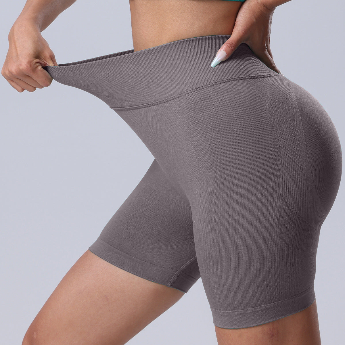 Seamless Rear V Waist Peach Hip Tight Fitness Summer Running Anti-walking Quick-drying Yoga Four-point Shorts