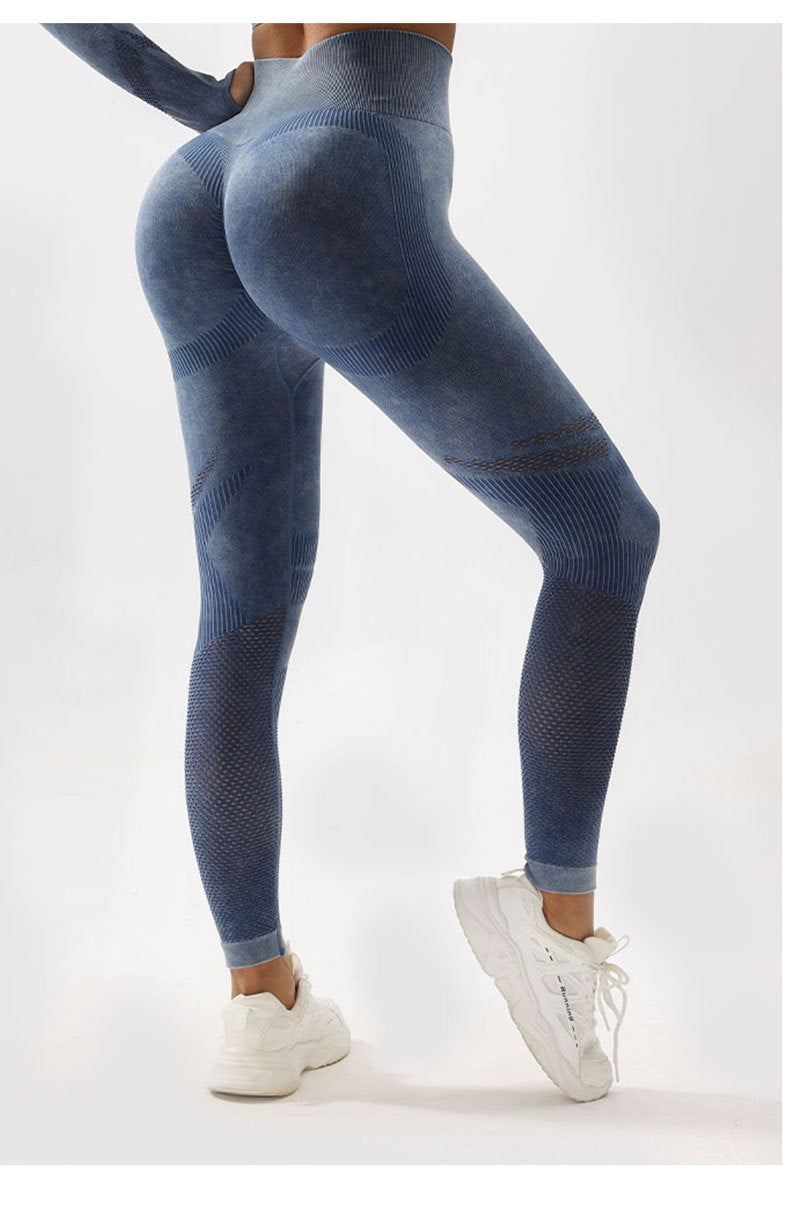 High Waist Peach Hip Lift Fitness Pants Washed Matte Tight Sports Yoga Pants