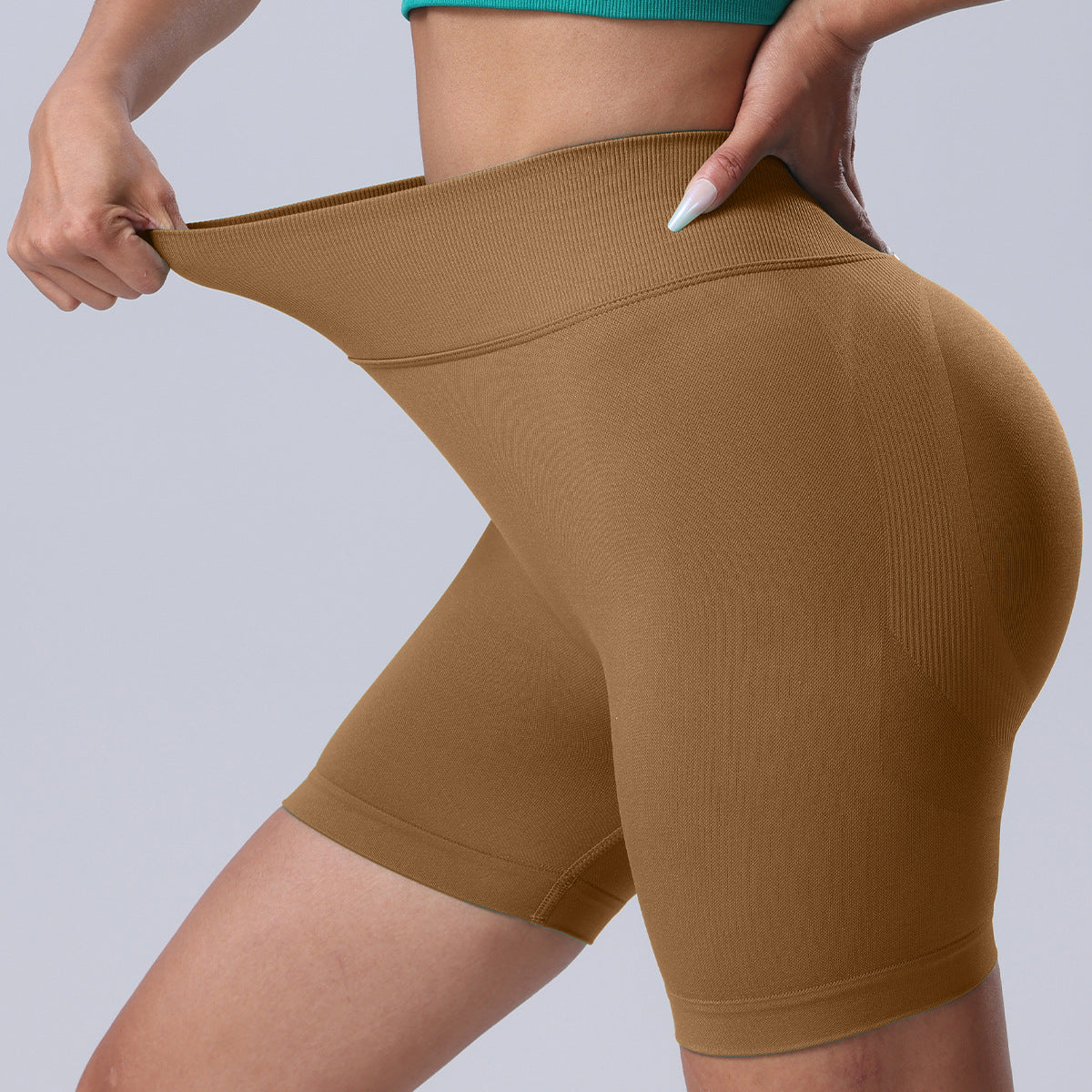 Seamless Rear V Waist Peach Hip Tight Fitness Summer Running Anti-walking Quick-drying Yoga Four-point Shorts