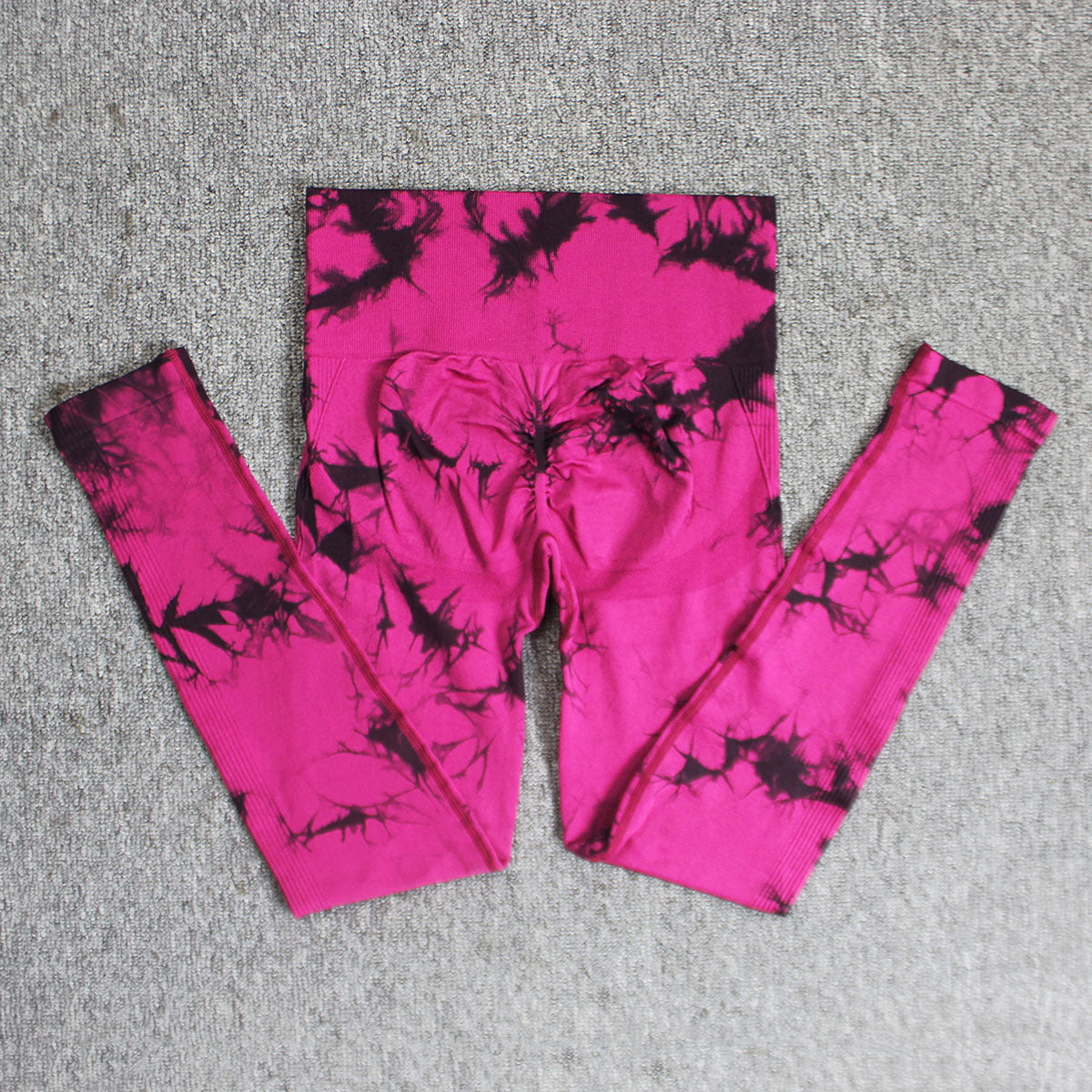 Cross-Border Amazon Hot Seamless Smiley Face Tie-Dye Yoga Pants High Waist Peach Hip Tights High Elasticity Workout Pants