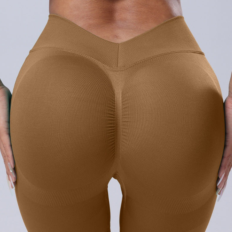 Seamless Rear V Waist Peach Hip Tight Fitness Summer Running Anti-walking Quick-drying Yoga Four-point Shorts