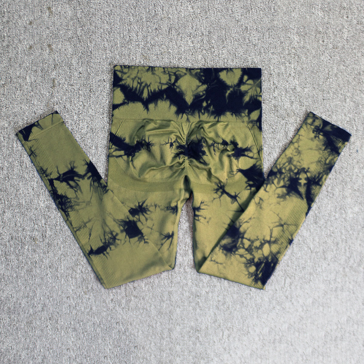 Cross-Border Amazon Hot Seamless Smiley Face Tie-Dye Yoga Pants High Waist Peach Hip Tights High Elasticity Workout Pants