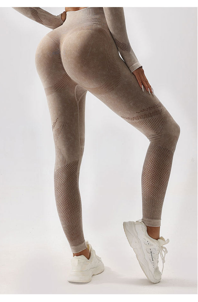 High Waist Peach Hip Lift Fitness Pants Washed Matte Tight Sports Yoga Pants