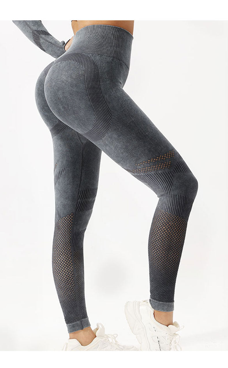 High Waist Peach Hip Lift Fitness Pants Washed Matte Tight Sports Yoga Pants