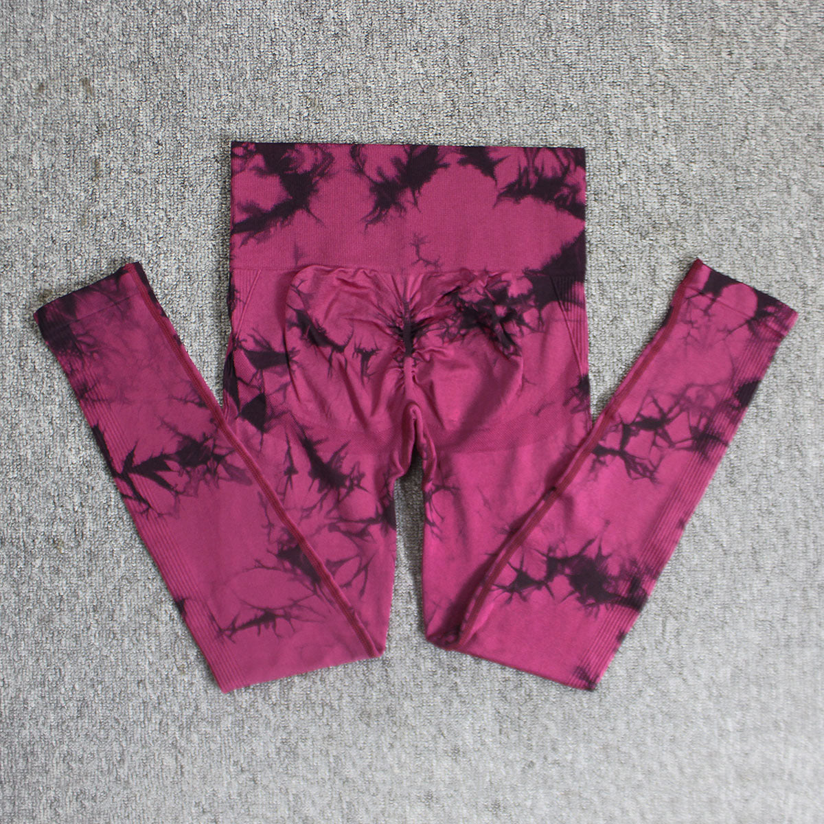 Cross-Border Amazon Hot Seamless Smiley Face Tie-Dye Yoga Pants High Waist Peach Hip Tights High Elasticity Workout Pants