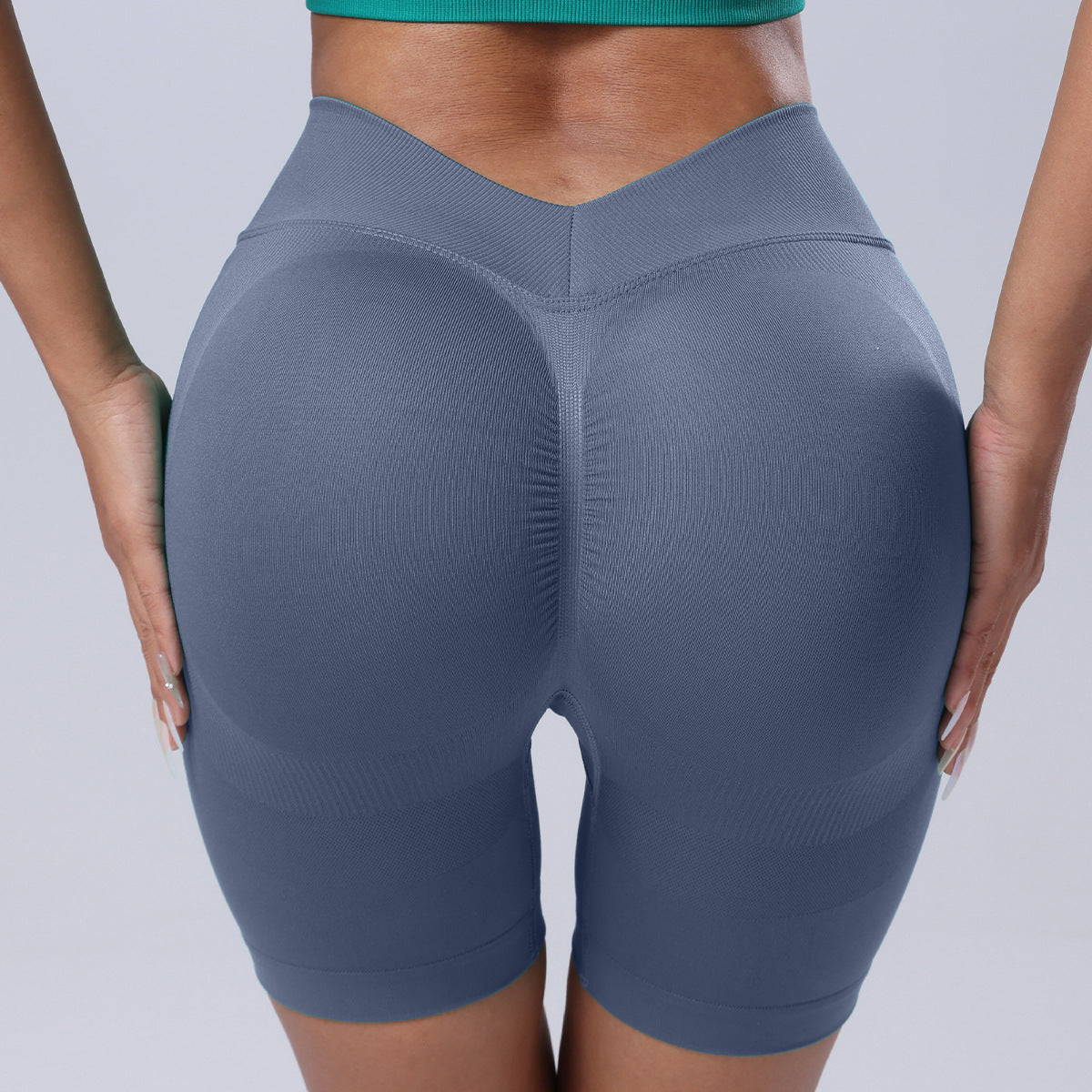 Seamless Rear V Waist Peach Hip Tight Fitness Summer Running Anti-walking Quick-drying Yoga Four-point Shorts