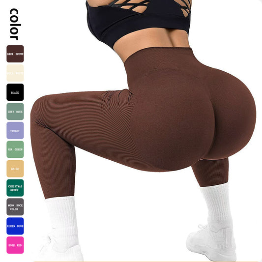 Threaded Peach Hip Yoga Pants High Elasticity Sports Running Women's Fitness Pants