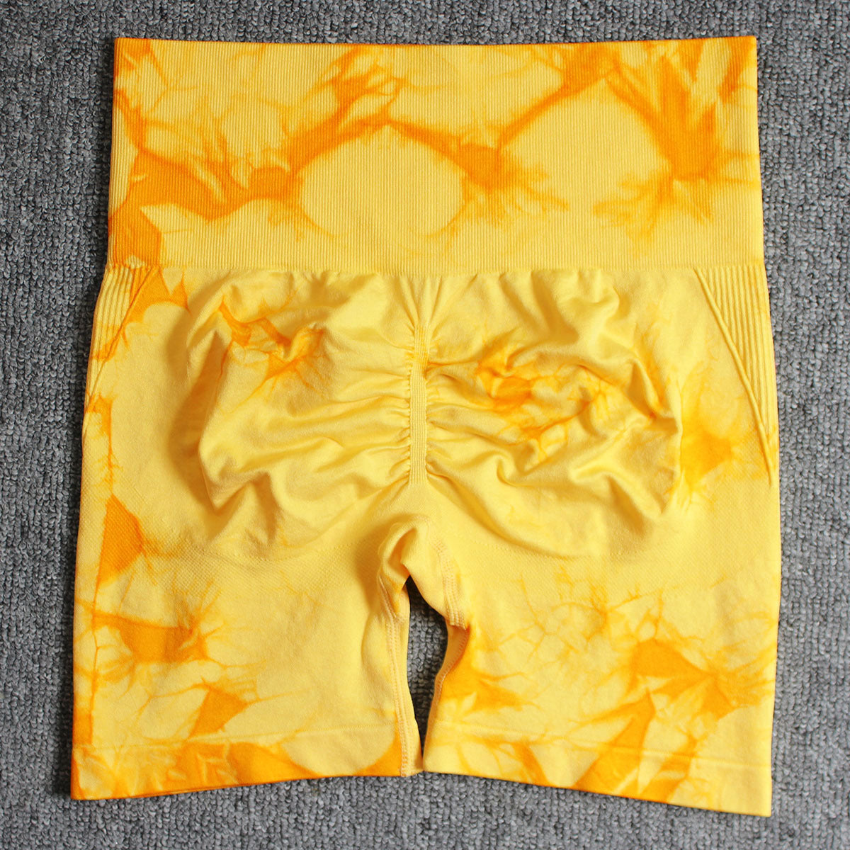 Seamless Smiley Tie-Dye Yoga Pants High Waist Peach Hip Tight Pants High Elastic Running Dance Fitness Yoga Sports Shorts