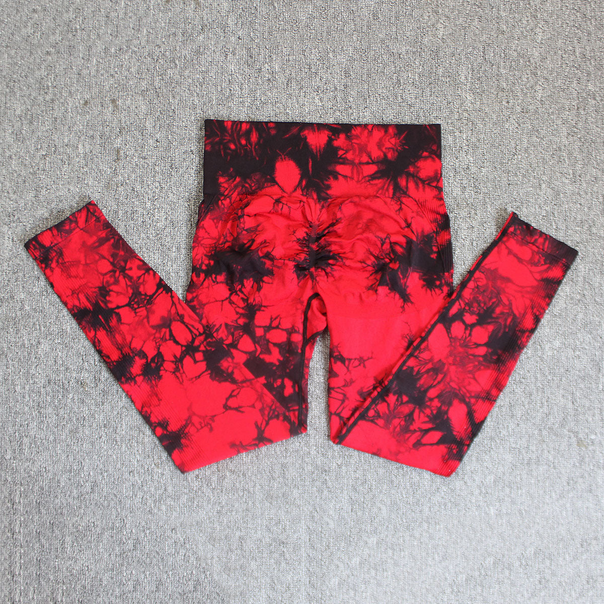 Cross-Border Amazon Hot Seamless Smiley Face Tie-Dye Yoga Pants High Waist Peach Hip Tights High Elasticity Workout Pants