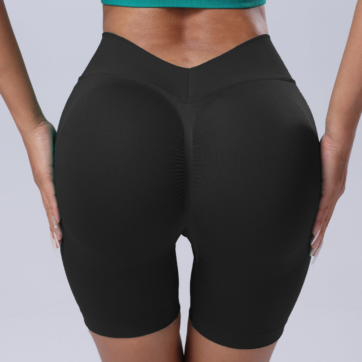 Seamless Rear V Waist Peach Hip Tight Fitness Summer Running Anti-walking Quick-drying Yoga Four-point Shorts