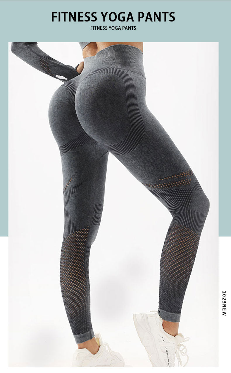 High Waist Peach Hip Lift Fitness Pants Washed Matte Tight Sports Yoga Pants
