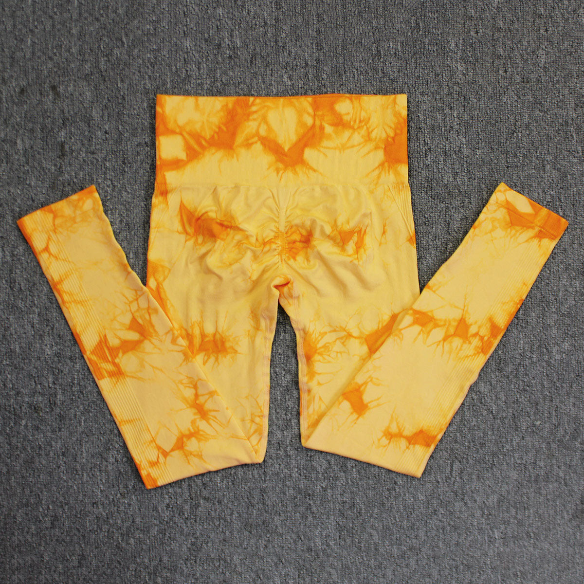 Cross-Border Amazon Hot Seamless Smiley Face Tie-Dye Yoga Pants High Waist Peach Hip Tights High Elasticity Workout Pants