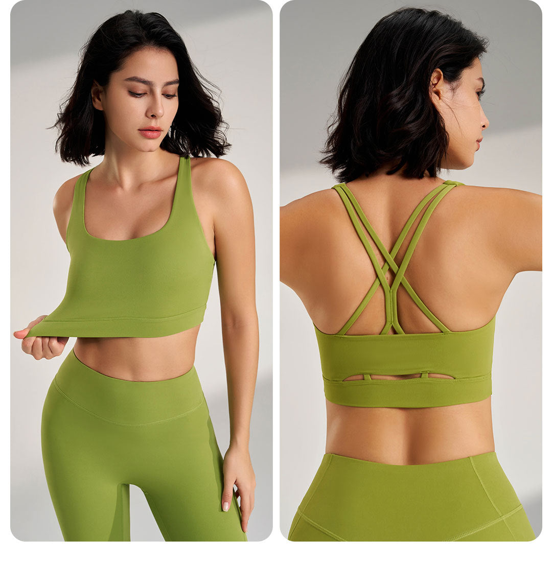 Sports Fitness Bra Yoga Running Underwear Women Shockproof Tight Breathable Casual Beauty Back Small Vest Fixed Integrated Cup