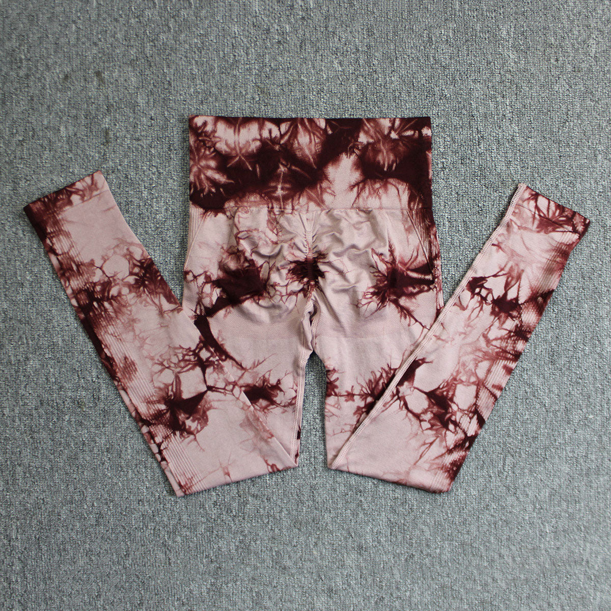 Cross-Border Amazon Hot Seamless Smiley Face Tie-Dye Yoga Pants High Waist Peach Hip Tights High Elasticity Workout Pants